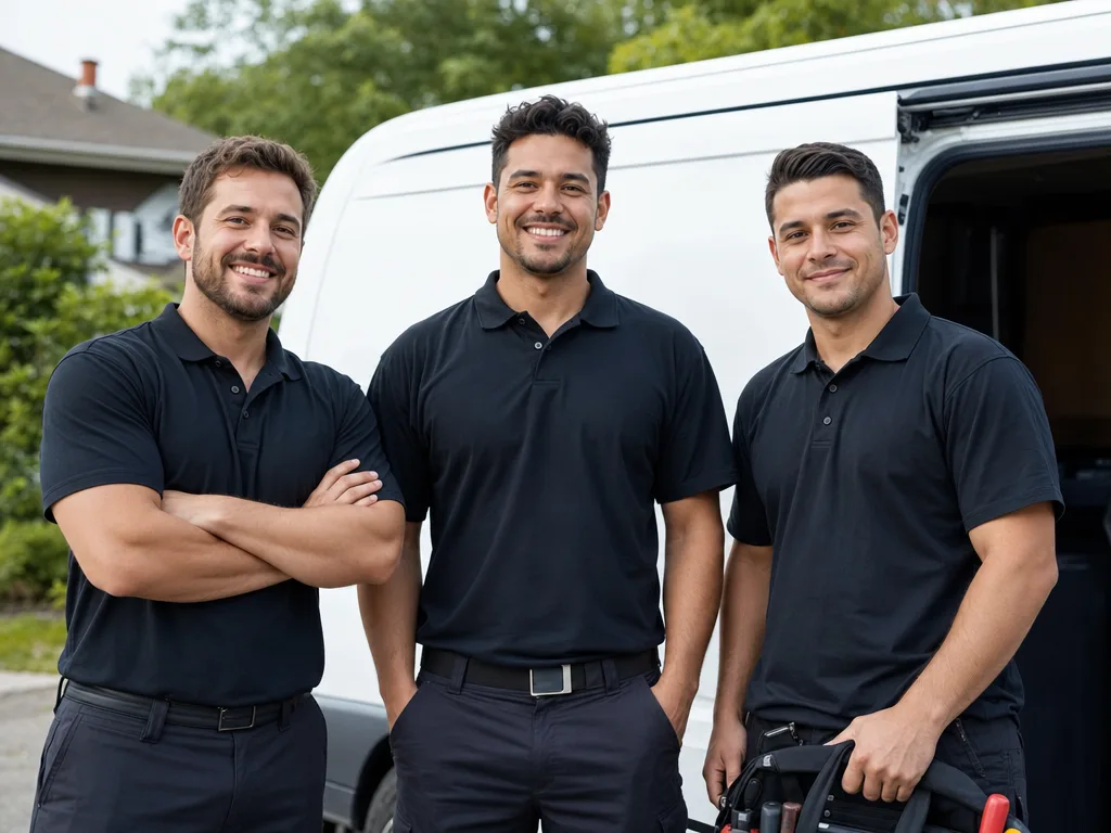 Team of appliance repair technicians standing together